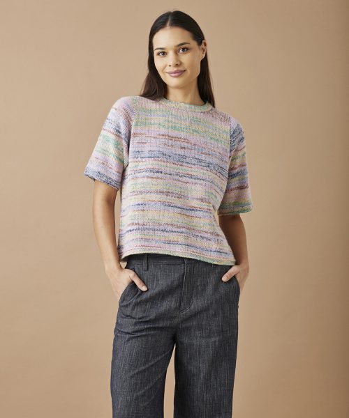 Oversized T-skjorte i glattstrikk i 2 tråder