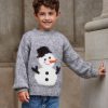 Snømann med intarsia i Bodil 2–10 år