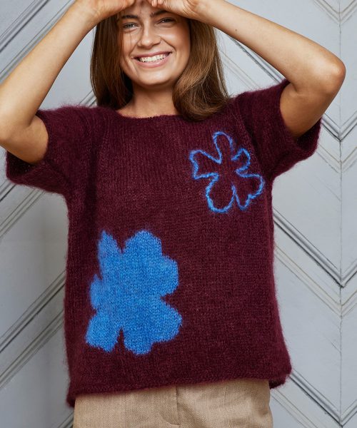 T-skjorte med firkløver i intarsia