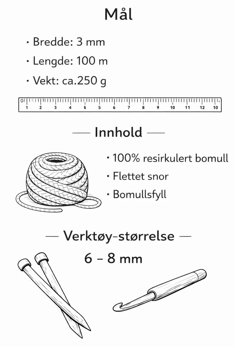 Junior flettet snor 3 mm – Bobbiny - Bilde 2